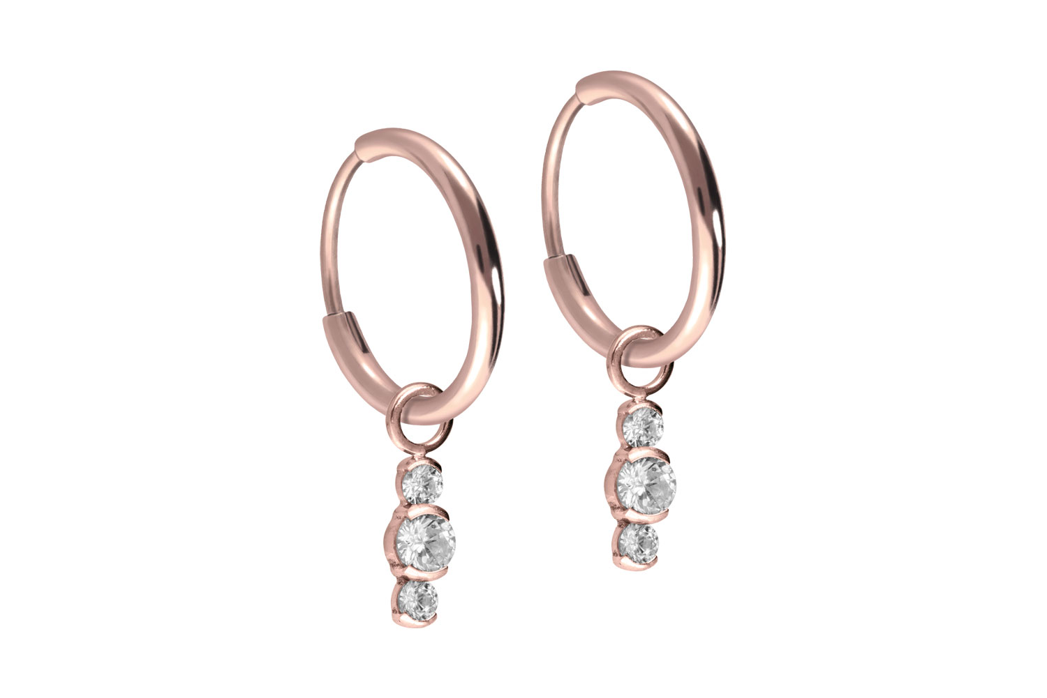 Titan Ohrclicker Creolen 3 EINGEFASSTE KRISTALLE von Piercingline